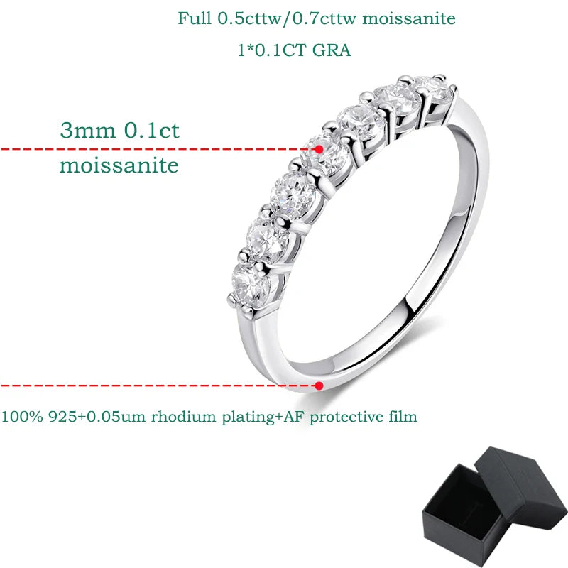 Pandora-Style Moissanite Ring for Women | 0.7CT D Colour Gemstone Wedding Band in 925 Sterling Silver