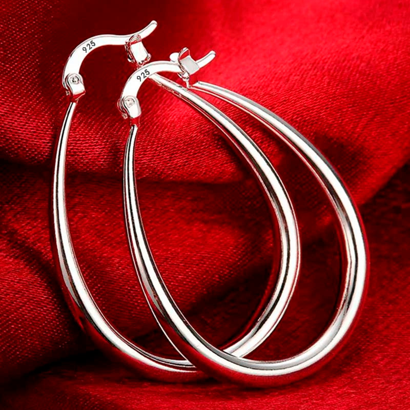 925 Sterling Silver Large Hoop Earrings | 41mm Smooth Polished Hoops for Women – Everyday & Occasion Jewellery UK