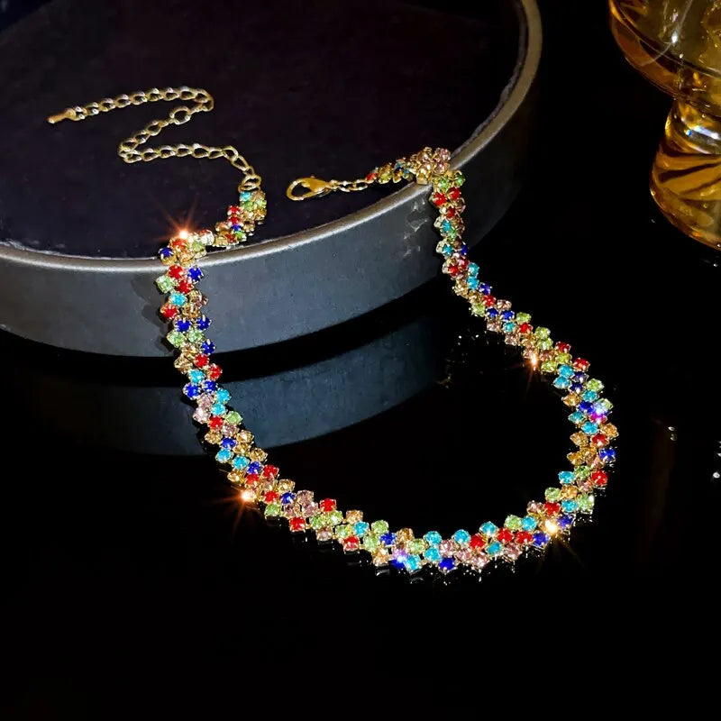 Luxury Full Rhinestone Choker Necklace – Sparkling Geometric Crystal Statement Piece for Women | Wedding, Party & Special Occasion Jewellery