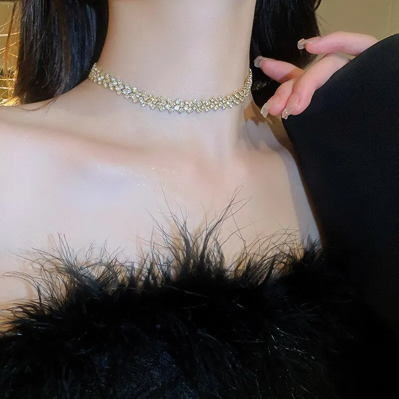 Luxury Full Rhinestone Choker Necklace – Sparkling Geometric Crystal Statement Piece for Women | Wedding, Party & Special Occasion Jewellery