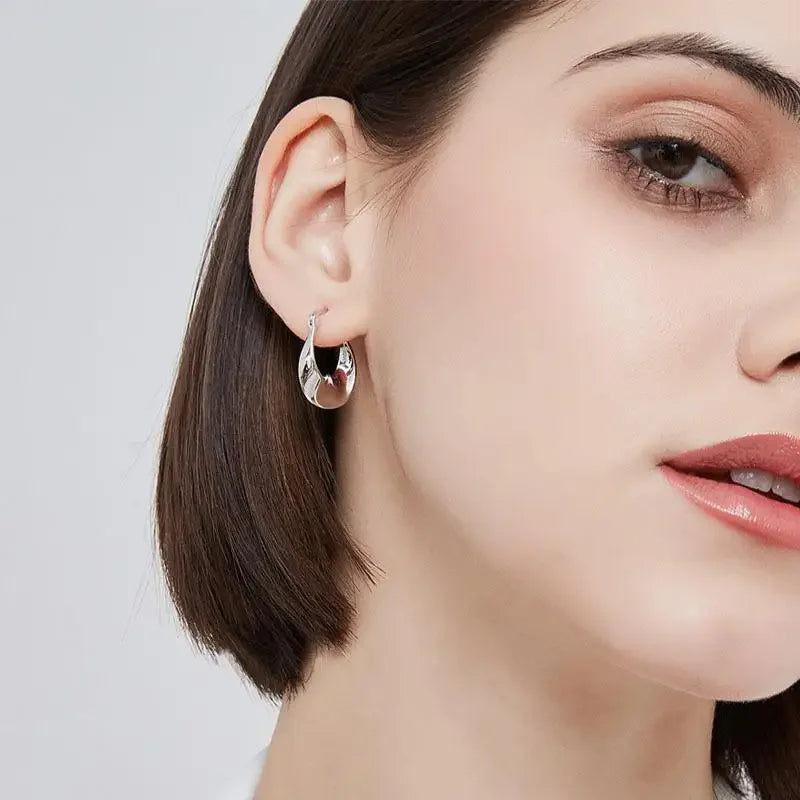 925 Sterling Silver Irregular Hoop Earrings – Gold-Tone Contemporary Design | Elegant Women’s Jewellery Gift UK