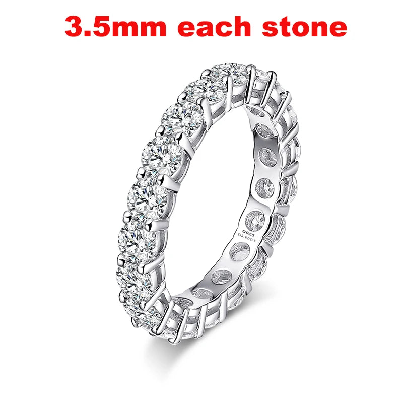 Pandora-Style 925 Sterling Silver Moissanite Eternity Ring | Round Cut 2mm–5mm GRA Certified Wedding Band