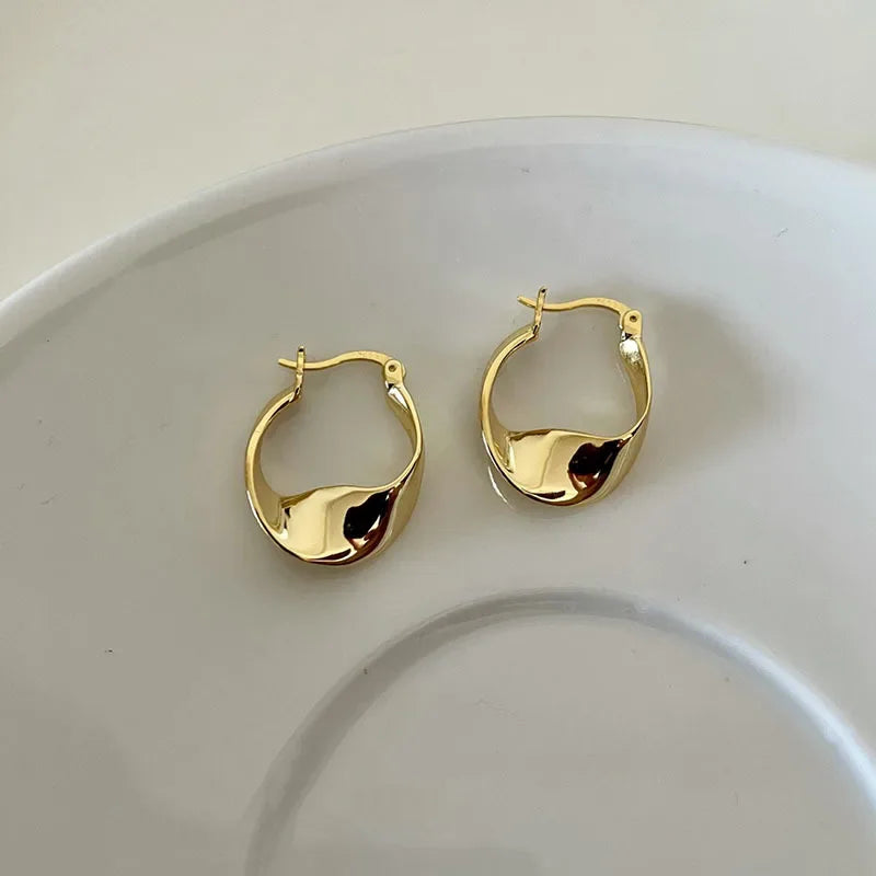 925 Sterling Silver Irregular Hoop Earrings – Gold-Tone Contemporary Design | Elegant Women’s Jewellery Gift UK