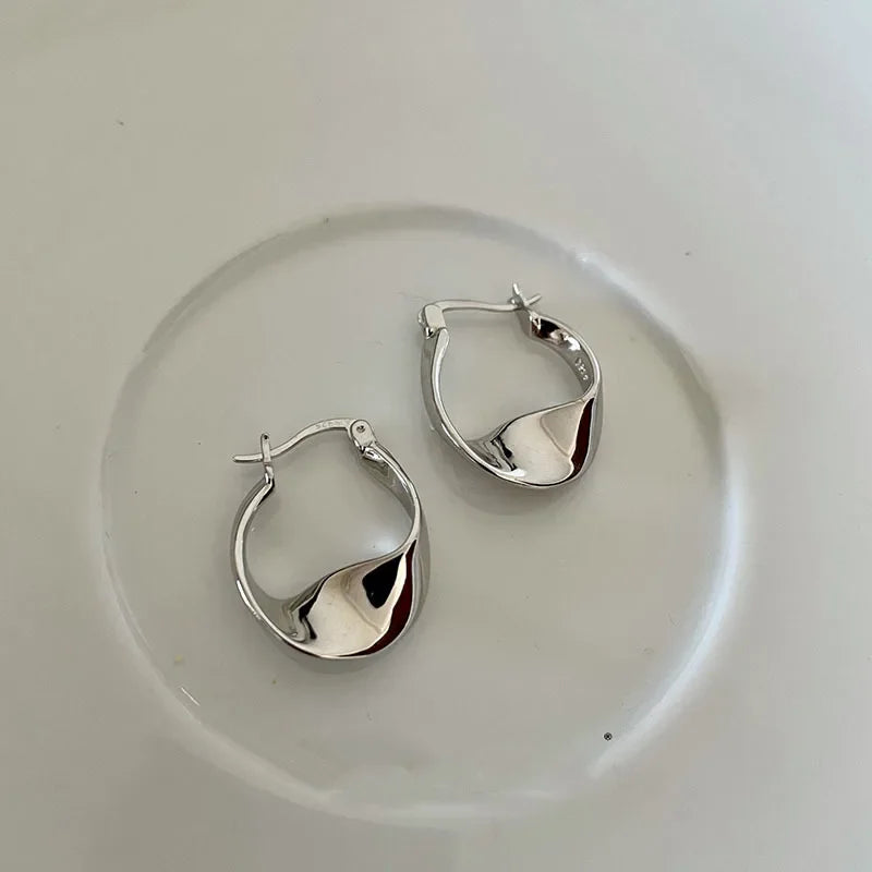 925 Sterling Silver Irregular Hoop Earrings – Gold-Tone Contemporary Design | Elegant Women’s Jewellery Gift UK