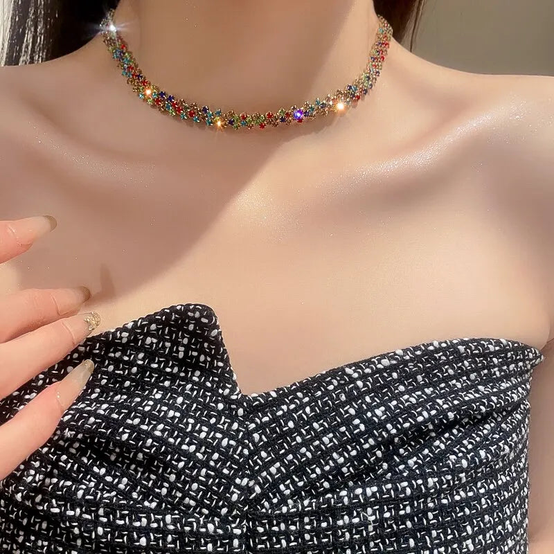Luxury Full Rhinestone Choker Necklace – Sparkling Geometric Crystal Statement Piece for Women | Wedding, Party & Special Occasion Jewellery
