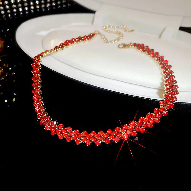 Luxury Full Rhinestone Choker Necklace – Sparkling Geometric Crystal Statement Piece for Women | Wedding, Party & Special Occasion Jewellery