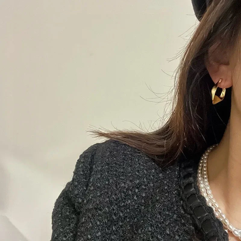 925 Sterling Silver Irregular Hoop Earrings – Gold-Tone Contemporary Design | Elegant Women’s Jewellery Gift UK