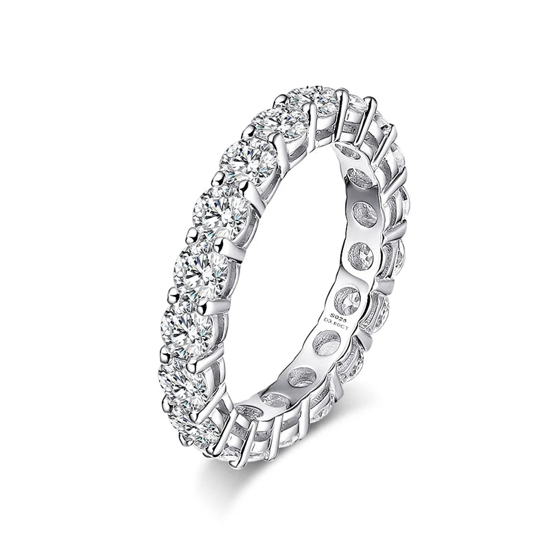 Pandora-Style 925 Sterling Silver Moissanite Eternity Ring | Round Cut 2mm–5mm GRA Certified Wedding Band