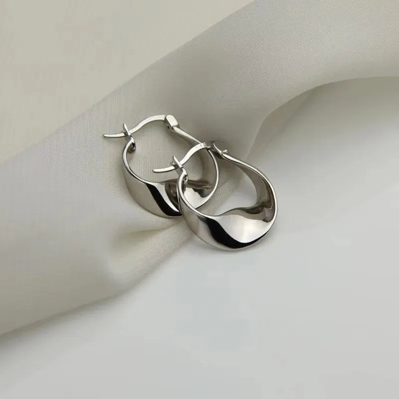 925 Sterling Silver Irregular Hoop Earrings – Gold-Tone Contemporary Design | Elegant Women’s Jewellery Gift UK