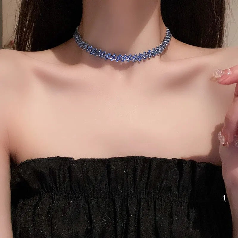 Luxury Full Rhinestone Choker Necklace – Sparkling Geometric Crystal Statement Piece for Women | Wedding, Party & Special Occasion Jewellery