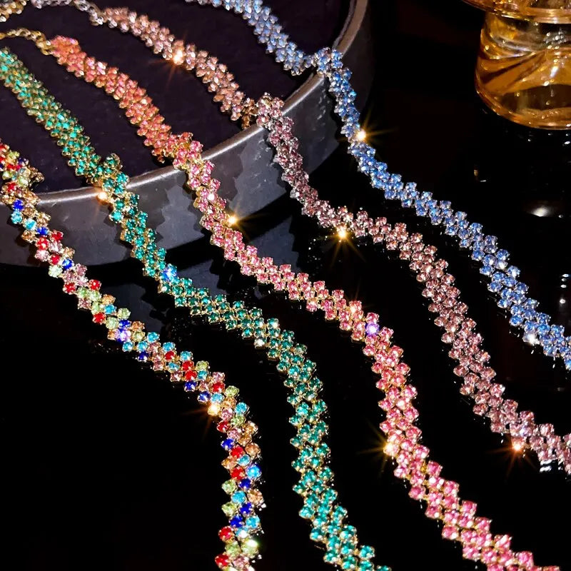 Luxury Full Rhinestone Choker Necklace – Sparkling Geometric Crystal Statement Piece for Women | Wedding, Party & Special Occasion Jewellery