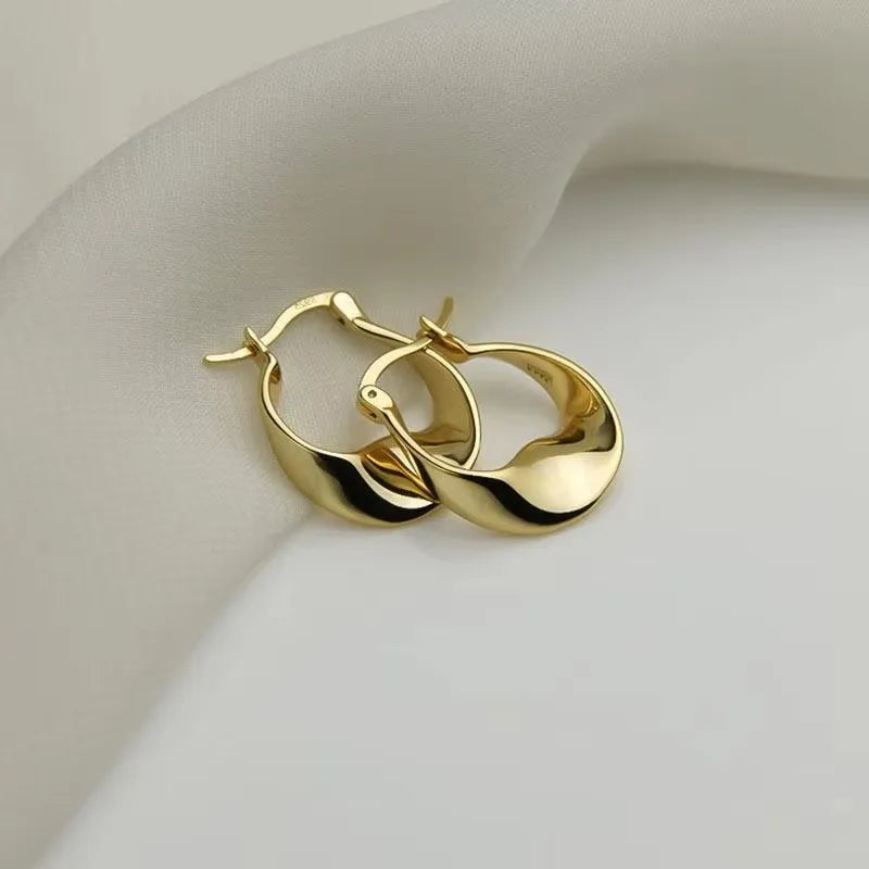925 Sterling Silver Irregular Hoop Earrings – Gold-Tone Contemporary Design | Elegant Women’s Jewellery Gift UK