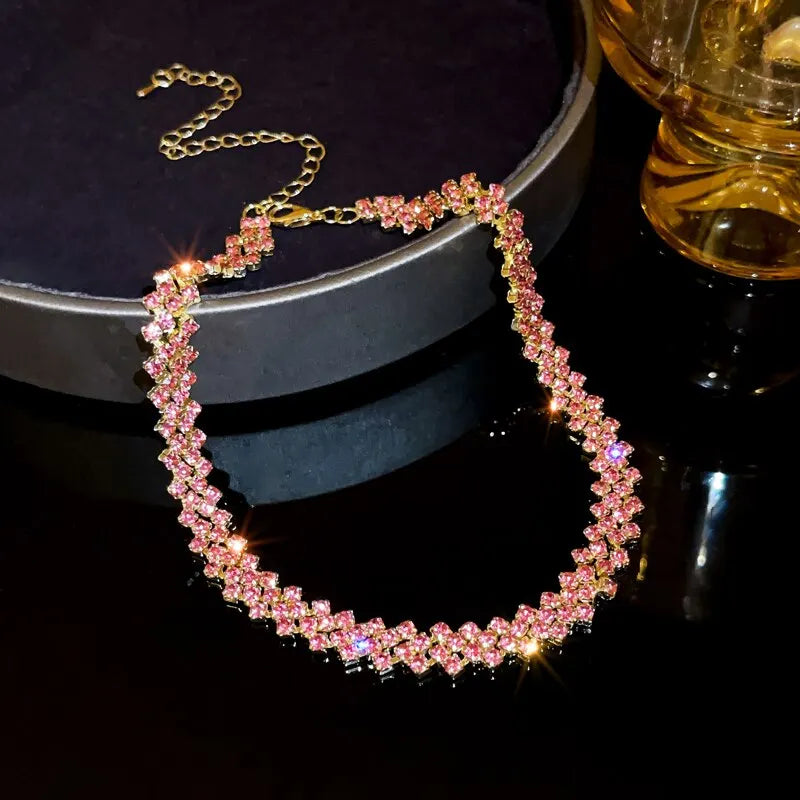 Luxury Full Rhinestone Choker Necklace – Sparkling Geometric Crystal Statement Piece for Women | Wedding, Party & Special Occasion Jewellery