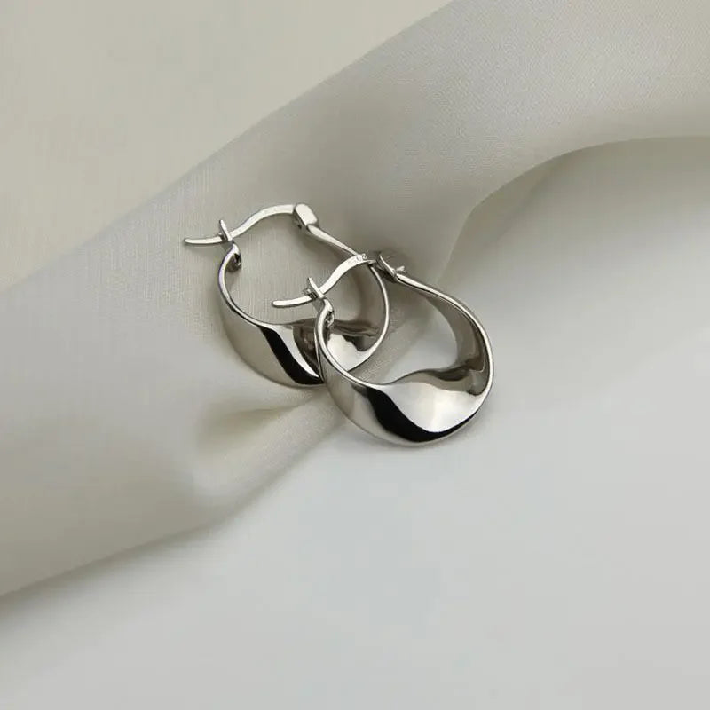 925 Sterling Silver Irregular Hoop Earrings – Gold-Tone Contemporary Design | Elegant Women’s Jewellery Gift UK