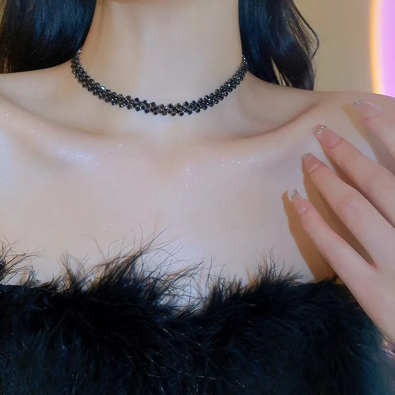 Luxury Full Rhinestone Choker Necklace – Sparkling Geometric Crystal Statement Piece for Women | Wedding, Party & Special Occasion Jewellery