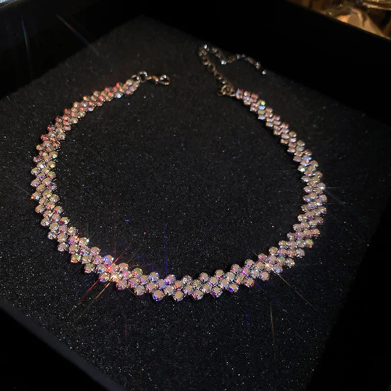 Luxury Full Rhinestone Choker Necklace – Sparkling Geometric Crystal Statement Piece for Women | Wedding, Party & Special Occasion Jewellery