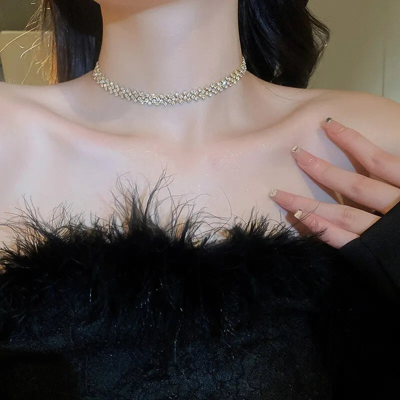 Luxury Full Rhinestone Choker Necklace – Sparkling Geometric Crystal Statement Piece for Women | Wedding, Party & Special Occasion Jewellery