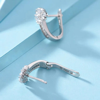925 Sterling Silver Zircon Crystal Flower Drop Earrings | Elegant 1ct Diamond-Style Women’s Jewellery Gift for Engagement, Wedding & Anniversary UK