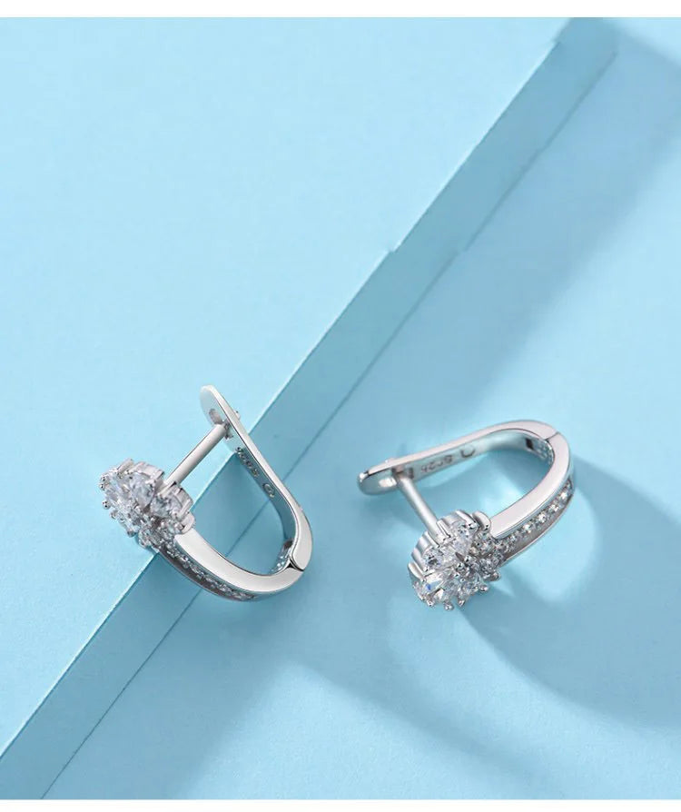 925 Sterling Silver Zircon Crystal Flower Drop Earrings | Elegant 1ct Diamond-Style Women’s Jewellery Gift for Engagement, Wedding & Anniversary UK