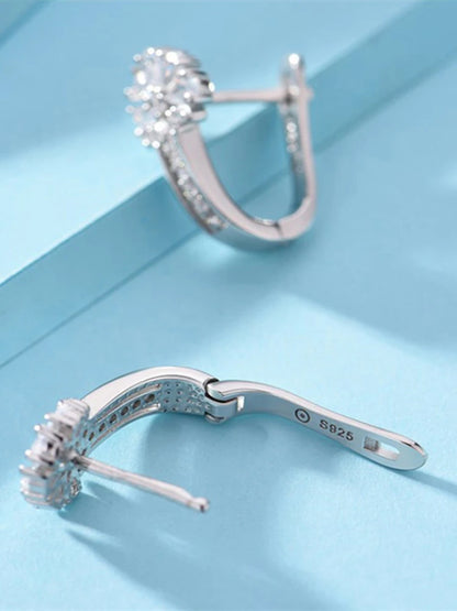 925 Sterling Silver Zircon Crystal Flower Drop Earrings | Elegant 1ct Diamond-Style Women’s Jewellery Gift for Engagement, Wedding & Anniversary UK