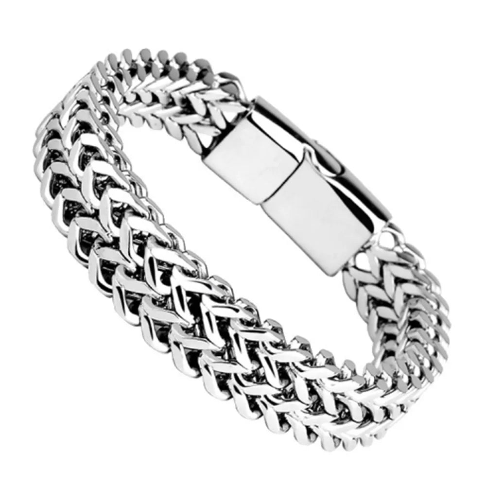 Stainless Steel Braided Magnetic Bracelet | Double Row Fish Scale Keel Chain – Durable Unisex Fashion Jewellery