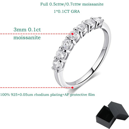 Pandora-Style Moissanite Ring for Women | 0.7CT D Colour Gemstone Wedding Band in 925 Sterling Silver