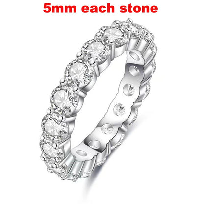 Pandora-Style 925 Sterling Silver Moissanite Eternity Ring | Round Cut 2mm–5mm GRA Certified Wedding Band
