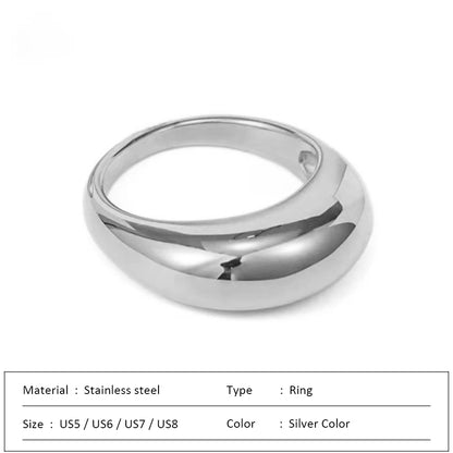 Simple Stainless Steel Arc Ring for Women | Minimalist Geometric Band in Silver or Gold | Couples Anniversary & Everyday Jewellery UK