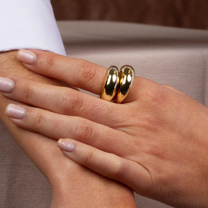 Simple Stainless Steel Arc Ring for Women | Minimalist Geometric Band in Silver or Gold | Couples Anniversary & Everyday Jewellery UK
