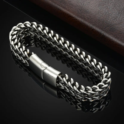Stainless Steel Braided Magnetic Bracelet | Double Row Fish Scale Keel Chain – Durable Unisex Fashion Jewellery