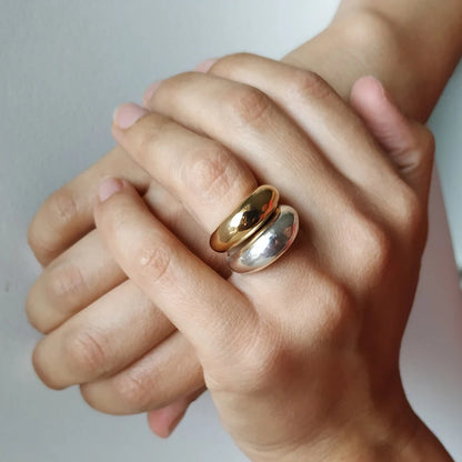 Simple Stainless Steel Arc Ring for Women | Minimalist Geometric Band in Silver or Gold | Couples Anniversary & Everyday Jewellery UK