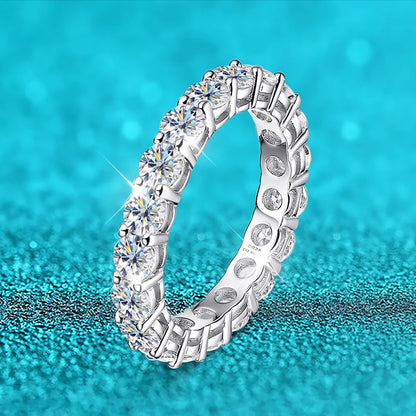 Pandora-Style 925 Sterling Silver Moissanite Eternity Ring | Round Cut 2mm–5mm GRA Certified Wedding Band