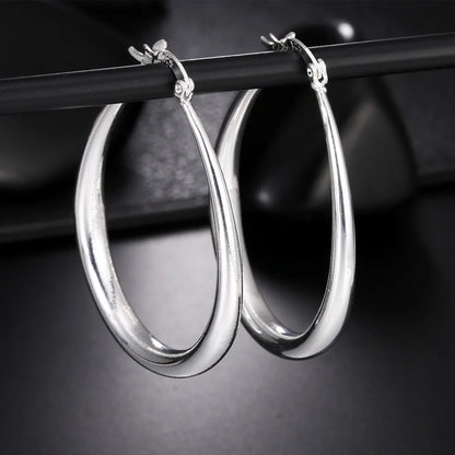 925 Sterling Silver Large Hoop Earrings | 41mm Smooth Polished Hoops for Women – Everyday & Occasion Jewellery UK
