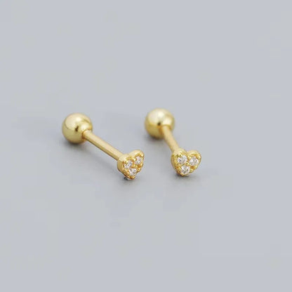 Hypoallergenic Heart Stud Earrings | 925 Sterling Silver Screw-Back Cartilage & Helix Piercing Jewellery for Women & Girls – Everyday Gift UK