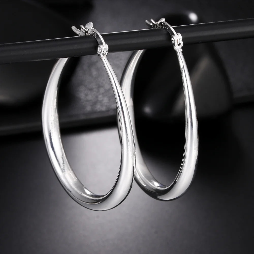 925 Sterling Silver Large Hoop Earrings | 41mm Smooth Polished Hoops for Women – Everyday & Occasion Jewellery UK