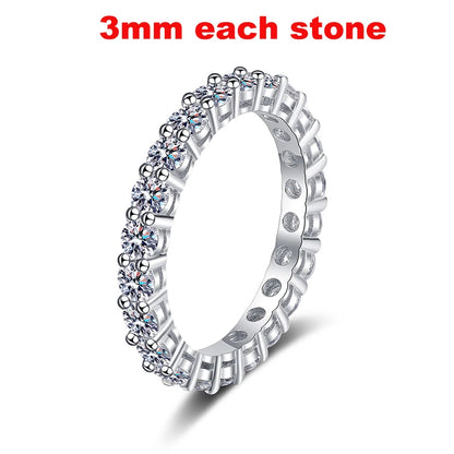 Pandora-Style 925 Sterling Silver Moissanite Eternity Ring | Round Cut 2mm–5mm GRA Certified Wedding Band