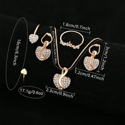 Gold Luxury Women’s Quartz Watch & Jewellery Gift Set – 4-in-1 Elegant Timepiece with Matching Ring, Necklace & Earrings
