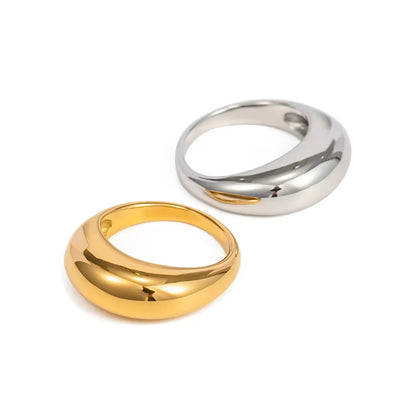 Simple Stainless Steel Arc Ring for Women | Minimalist Geometric Band in Silver or Gold | Couples Anniversary & Everyday Jewellery UK