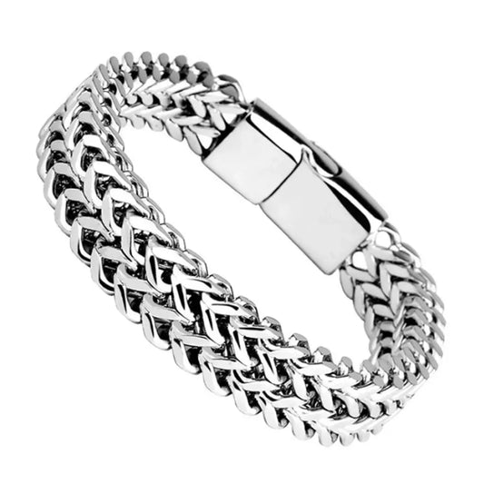 Stainless Steel Braided Magnetic Bracelet | Double Row Fish Scale Keel Chain – Durable Unisex Fashion Jewellery