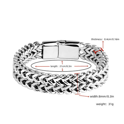 Stainless Steel Braided Magnetic Bracelet | Double Row Fish Scale Keel Chain – Durable Unisex Fashion Jewellery