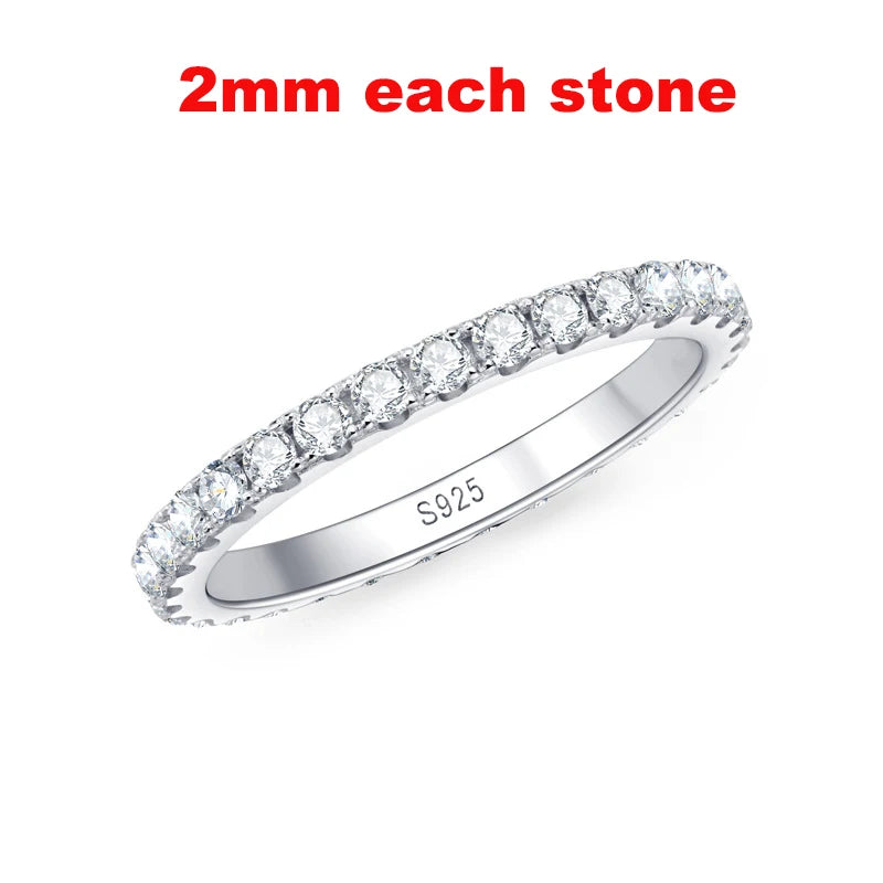Pandora-Style 925 Sterling Silver Moissanite Eternity Ring | Round Cut 2mm–5mm GRA Certified Wedding Band