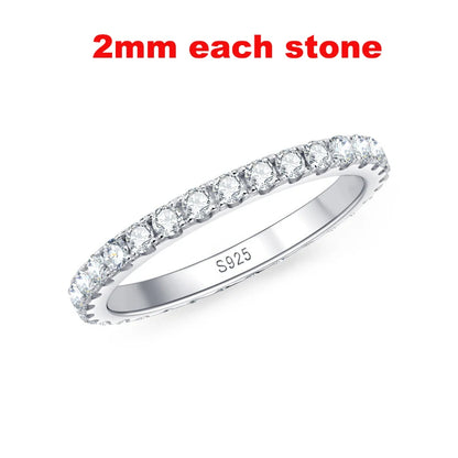 Pandora-Style 925 Sterling Silver Moissanite Eternity Ring | Round Cut 2mm–5mm GRA Certified Wedding Band
