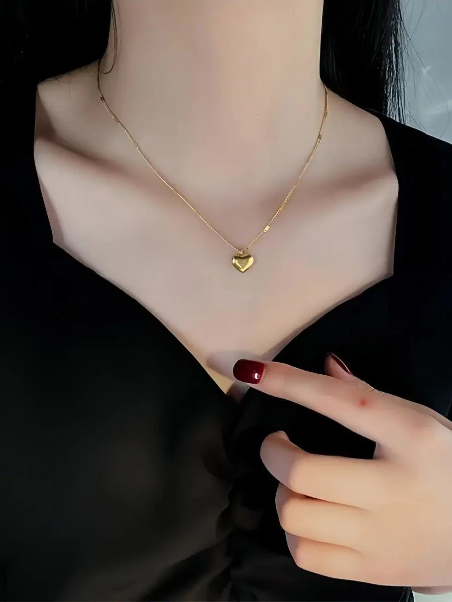 Titanium Steel Gold Love Pendant Necklace Women Trendy Fashion Holiday Party Jewelry Christmas Day Gift