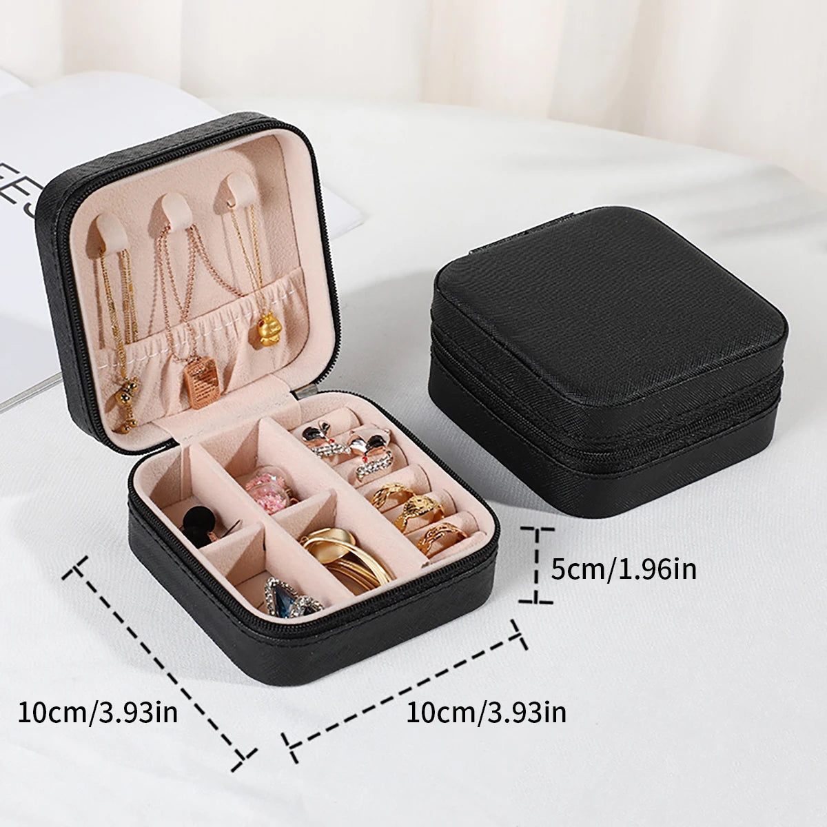 A portable organizer for travel jewelry boxes, storage bags, rings, earrings, necklaces, and bracelets - the perfect gift for women