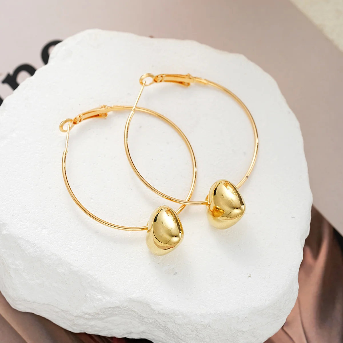 Heart-Shaped Pendant Hollow Hoop Earrings - Fashion Alloy Jewelry for Women-Luxury Style for Date Nights and Vacations