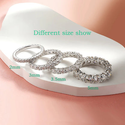Pandora-Style 925 Sterling Silver Moissanite Eternity Ring | Round Cut 2mm–5mm GRA Certified Wedding Band