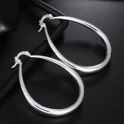 925 Sterling Silver Large Hoop Earrings | 41mm Smooth Polished Hoops for Women – Everyday & Occasion Jewellery UK