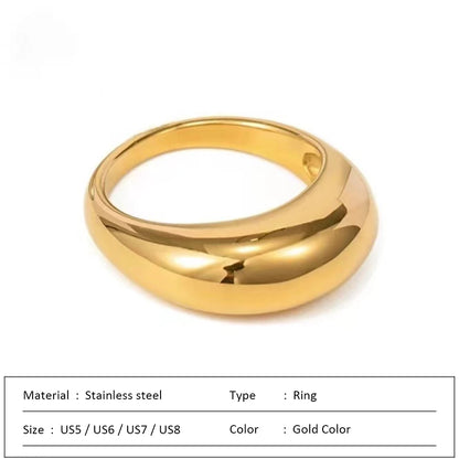 Simple Stainless Steel Arc Ring for Women | Minimalist Geometric Band in Silver or Gold | Couples Anniversary & Everyday Jewellery UK