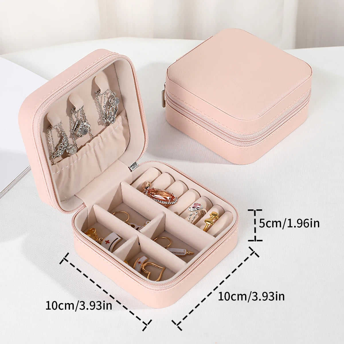 A portable organizer for travel jewelry boxes, storage bags, rings, earrings, necklaces, and bracelets - the perfect gift for women