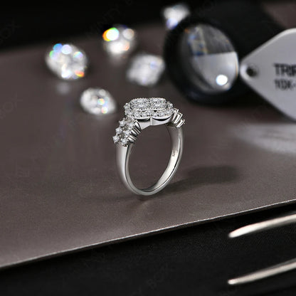18K Gold Plated 925 Sterling Silver Moissanite Flower Ring | Elegant Women’s Engagement & Gift Jewellery UK